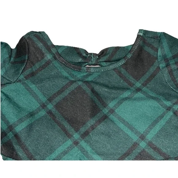 Children's Place Baby Girl's 9-12 Months Holiday Dress‎ Green Plaid Long Sleeve - Picture 2 of 8